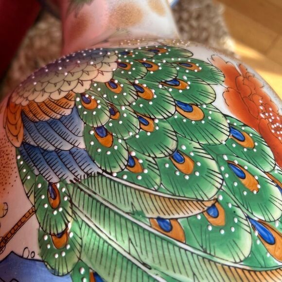 Chinese Lsrge Floral And Birds Beautiful Porcelain 24” Tall 10” Wide Beautiful - Picture 10 of 16